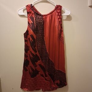 Cabi Size S Women's Red Hot Tunic Blouse Sleeveless Boho